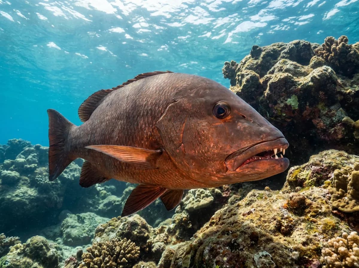 Cubera Snapper (Lutjanus cyanopterus) off Quepos, Costa Rica